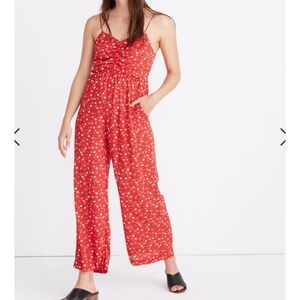 Madewell Ruched Wide-Leg Jumpsuit in Prairie Posies